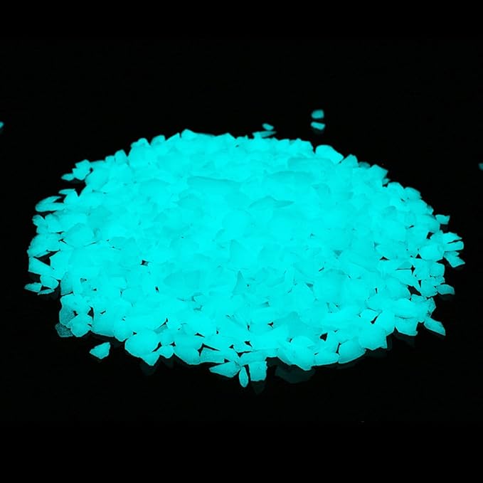 Shiny Stone Glow in The Dark Aquarium Neon Gravel Sand, Decorative Rocks for Fish Tank and Fairy Garden, Home Dec,305g/0.67lbs (5-8mm, Aqua)