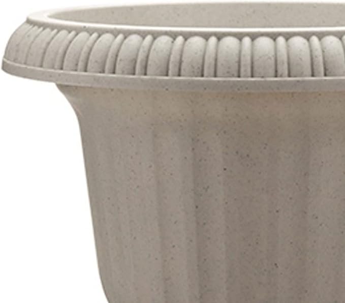 Southern Patio 14 Inch Large Outdoor Home Lightweight Plastic Utopian Urn Flower Planter Pot for Entryways and Backyard Patios, Stone
