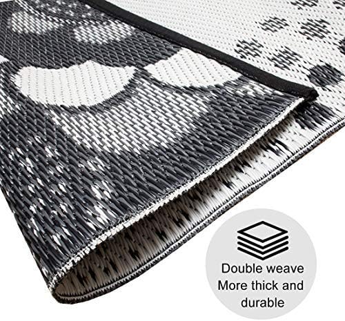 Reversible Outdoor/Indoor Plastic Rug,Easy to Clean and Fold,Perfect for Garden, Patio, Picnic, Decking-（Grey，8x10Ft）