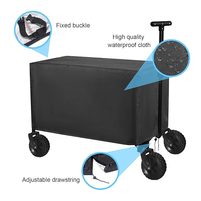Wagon Rain Cover,Waterproof Push-Pull Wagon Rain Cover Canopy,Wagon Rain Wind Cover for Outdoor Garden Camping Picnic,Folding Wagon Stroller Trolley Cart Accessories,Transparent Lounge Wagon Cover