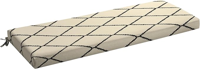 Arden Foam Outdoor Bench Cushion, 48 x 18, Made with ProFoam, Rain-Proof, Fade Resistant, Tan Diamond Trellis