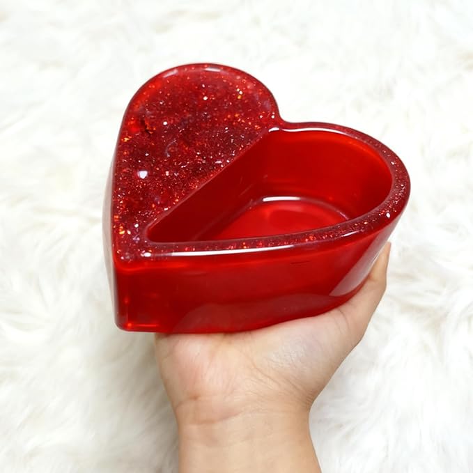 Wehous Large Heart Shape Silicone Planter Molds, Unique Heart Container Casting Mold for Epoxy Resin Concrete Cement, Big Storage Bowl Candle Holder Plant Pot Mold DIY Valentine'S Day Art Crafts Decor