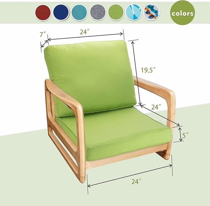 JMGBird Outdoor Chair Cushion Set, Deep Seat Patio Furniture Cushion 24"x24" Outdoor Cushions for Patio Furniture