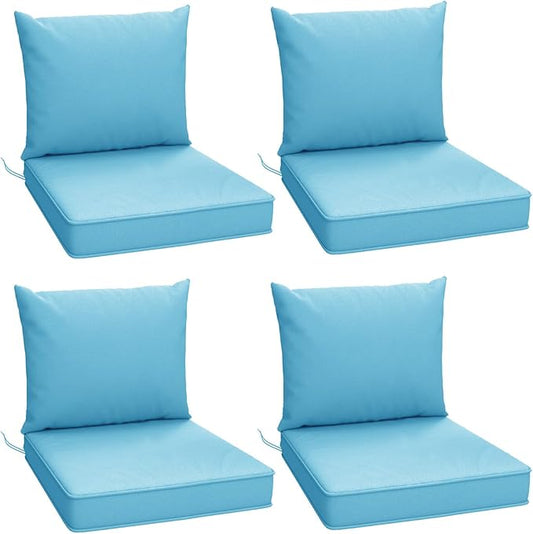 Outdoor Chair Cushions Set of 4, 24 x 24 Inch Patio Furniture Cushions with Splash-Proof Covers, Outdoor Cushions for Patio Furniture Replacement, Grey