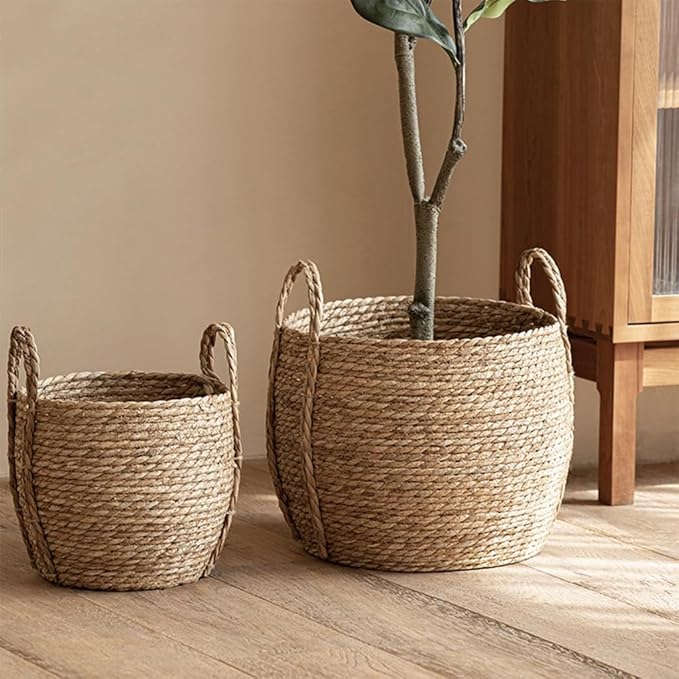 Wicker Planter Basket, Basket Planters for Indoor Plants, Rattan Grass Woven Flower Baskets, Planter Pot for Living Room,Floor Standing Storage,Balcony Garden Decoration (Medium)