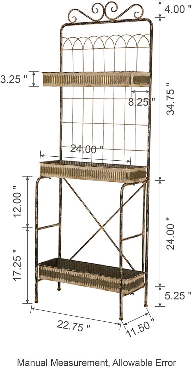 glitzhome 68" H Farmhouse Garden Planter 3 Tiers Metal Display Plant Stand Storage Shelf Indoor Outdoor Floor Standing Storage Organizer Rack