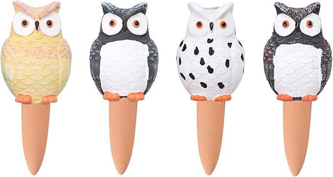 Self Plant Watering Globes 4PCS Terracotta Watering Spikes Plant Watering Devices Self Watering Planter Insert Owl Decor