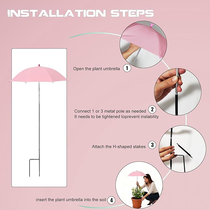 Plant Umbrella Shade For Outdoor Plants, Adjustable Height Plant Shade Umbrella Garden Sun Shade Cover For Potted Plants Garden Bed Flower Pot From Sun And Rain