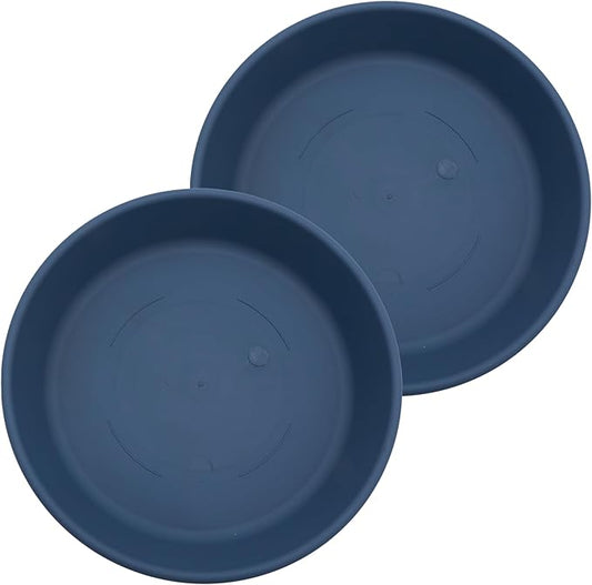 The HC Companies 16 Inch Classic Round Plant Saucer, Lightweight UV-Resistant Plastic Outdoor & Indoor Flower Pot Tray, 2-Pack Plant Pot Trays for Garden & Home Decor, Slate Blue