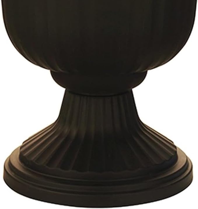 Southern Patio Lightweight 19 Inch Round Outdoor Utopian Urn Accent Pot for Large Sized Flower Plants with UV Coated Finish, Black