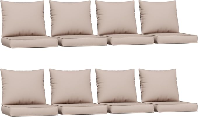 UDPATIO Outdoor Cushions for Patio Furniture, 4'' Replacement Cushions for Outdoor Furniture, Set of 8 Water-Resistant Outdoor Sectional Cushions for Sofa Couch Chair (Beige)