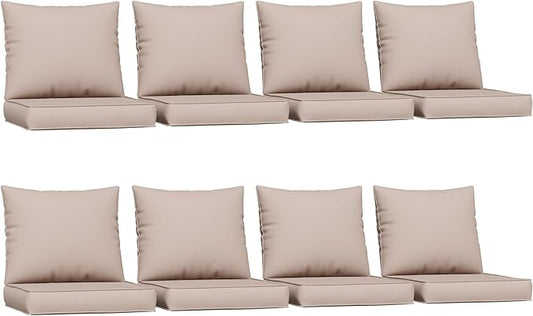 UDPATIO Outdoor Cushions for Patio Furniture, 4'' Replacement Cushions for Outdoor Furniture, Set of 8 Water-Resistant Outdoor Sectional Cushions for Sofa Couch Chair (Beige)