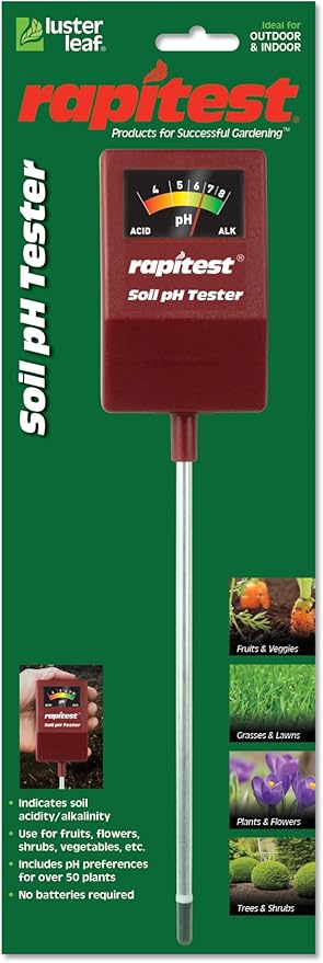 Rapitest Soil pH Tester for testing soil pH quickly and accurately. Test fruits, flowers, vegetables and lawns