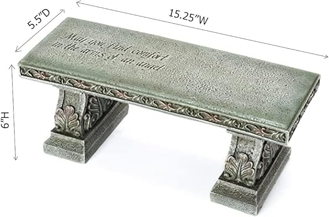 Roman Memorial Bench with Verse Inscribed on Top, 15.25-Inch, Resin, Small