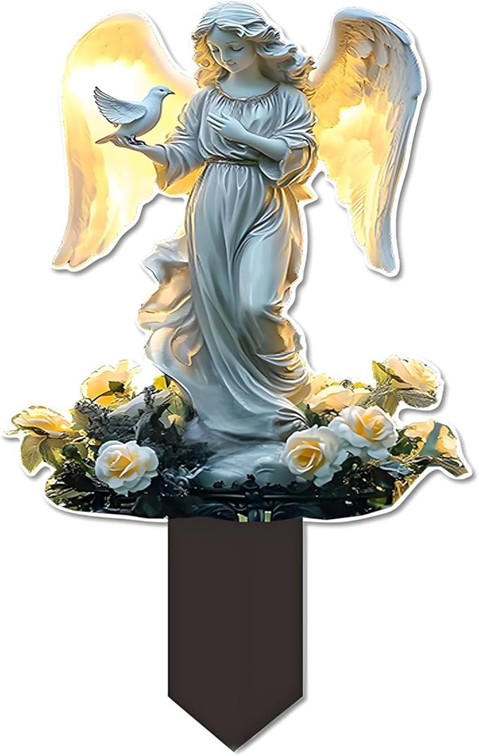Garden Decor, Acrylic 2D Stake, Pot Plants Garden Yard Lawn Outdoor Fairy Statue Ornaments, Fairy Garden Accessories Decoration (Style D)