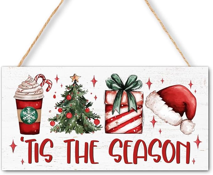 Christmas Door Hanger for Winter Season, Christmas Door Decoration Sign