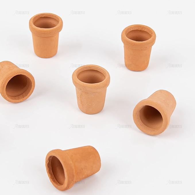 AUEAR, 8 Pack Fairy Garden Mini Clay Pots Ceramic Pottery Planter Cactus Flower Succulent Pot for 1:12 Scale