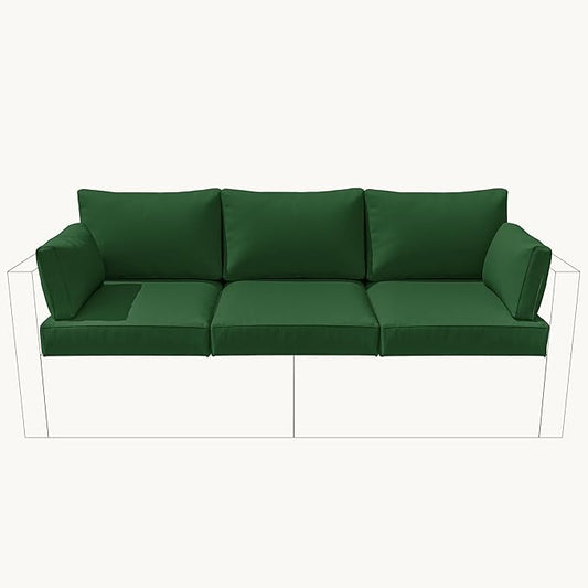 8-Piece Outdoor Cushions for Patio Furniture Thick Outdoor Chair Cushions Resilient Foam Waterproof Deep Seat Cushion Replacement for 3-Seat Sectional Sets Liner&Cover Green