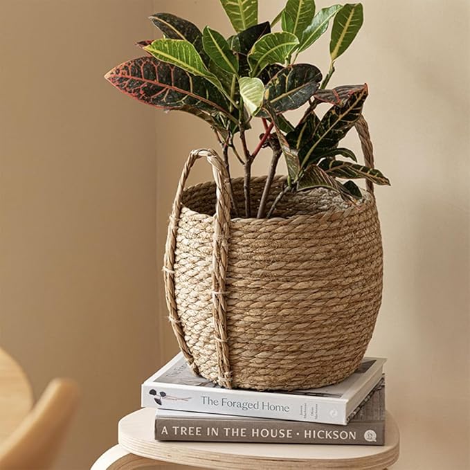 Wicker Planter Basket, Basket Planters for Indoor Plants, Rattan Grass Woven Flower Baskets, Planter Pot for Living Room,Floor Standing Storage,Balcony Garden Decoration (Medium)