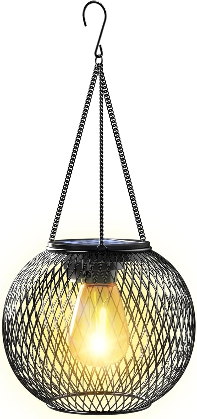 Solar Lantern Outdoor Waterproof, KagoLing Upgraded Hanging Solar Lights Outdoor Garden Decorations Lighting Solar Powered Waterproof Tree Lantern for Garden Yard Patio Pathway
