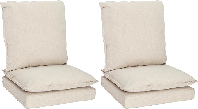 Joyside Outdoor Chair Cushions Set, 24x24 Inch Smile Patio Furniture Cushions, 6’’ Thick, Double-Layer, Water Resistant & Fade Resistant, Outdoor Replacement Cushions for Seat and Sofa