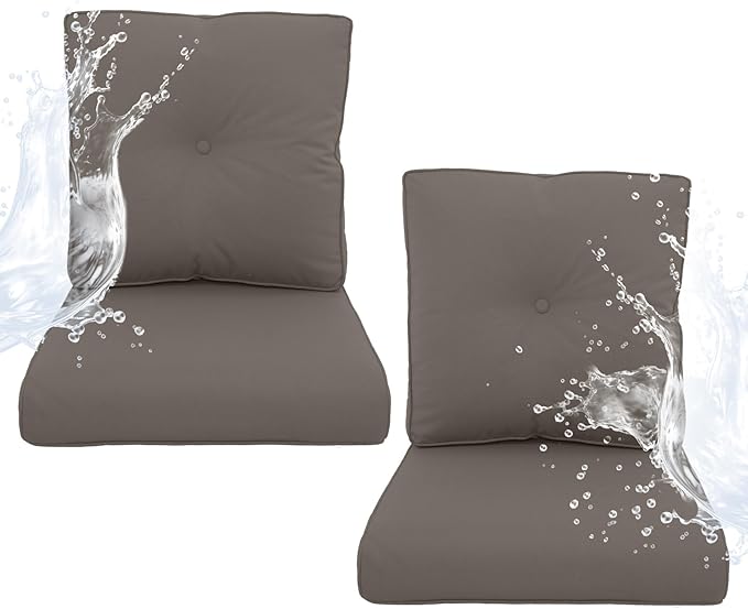 Outdoor Chair Cushions 2 Sets - 22 * 24" Patio Furniture Cushions with Removable Cover, 28D High Density Sponge Filling Outdoor Patio Cushions for Chairs, Rocker, Sofa and Loveseat - Grey