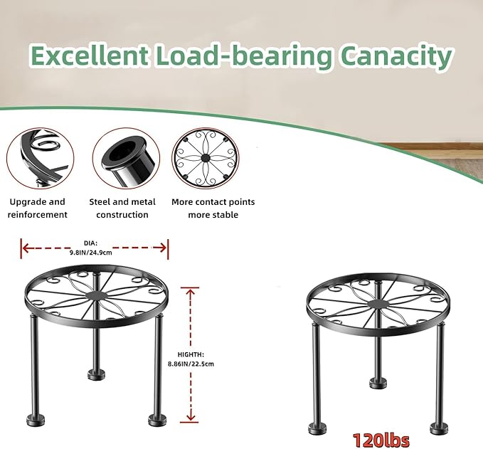 5 Pack Metal Plant Stands, Small Flower Pot Stand for Garden Home, Anti-rust Round Plant holders Display Shelf for Indoor/Outdoor