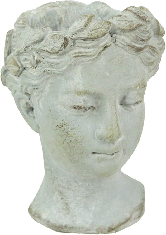 Distinctive Designs Wall Mounted Greek Roman Style Female Head Statue Planter - Small Cement Plant Pot for Indoor Outdoor Home Garden Decor - Artistic Sculpture Plant Holder