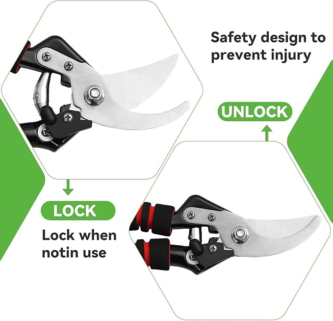 Pruning Shears for Gardening Heavy Duty Garden Scissors with Sharp SK5 Steel Blades, Ergonomic Grip Rust-Resistant Shears Pruning Tools Ideal Garden Snips and Pruners for Trees Plants Flowers
