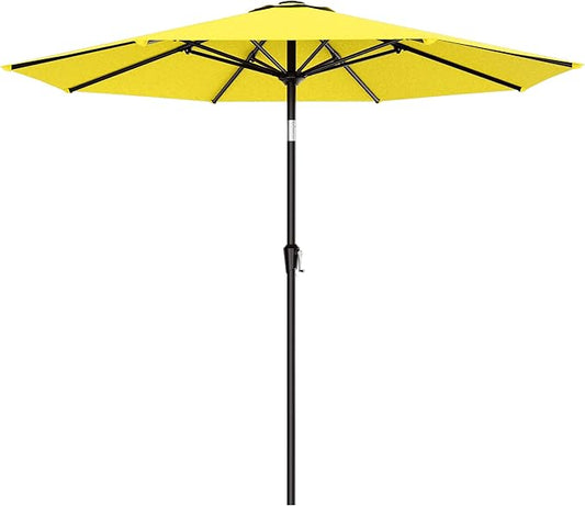 AreShark 9 FT Patio Umbrella for Outdoor, Outdoor Table Umbrella with Push Button Tilt and Crank, Outdoor Patio Umbrellas with 8 Sturdy Ribs for Market, Garden, Pool (Yellow)
