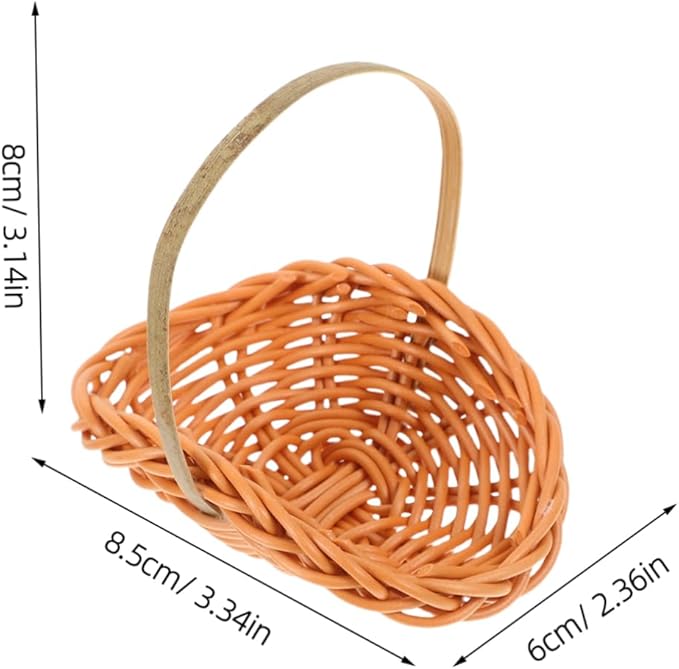 IMIKEYA 4pcs Mini Woven Picnic Baskets for Snack Candy Holder Garden Decor Handwoven Flower Baskets for Dollhouse Accessories