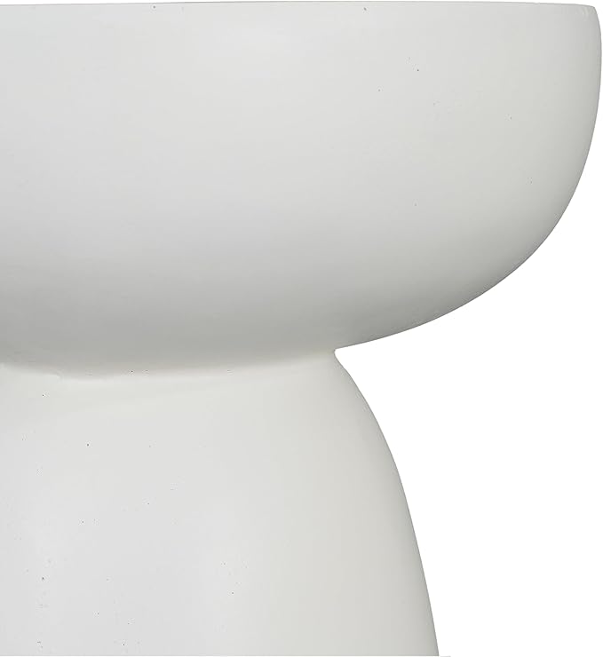 Christopher Knight Home Jorine 28"H Plant Stand, Lightweight Concrete Plant Stand, Small Plants Shelf, Semicircle Top, Column Side Table, Flower Stands, Plants Holder for Home Decor Garden Yard, White