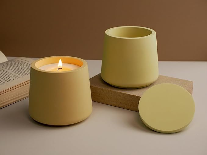 Candle Jar Resin Mold with Lid,Silicone Concrete Molds for Candle Holder,Candle Jar Silicone Mould for Candle Making Supplies