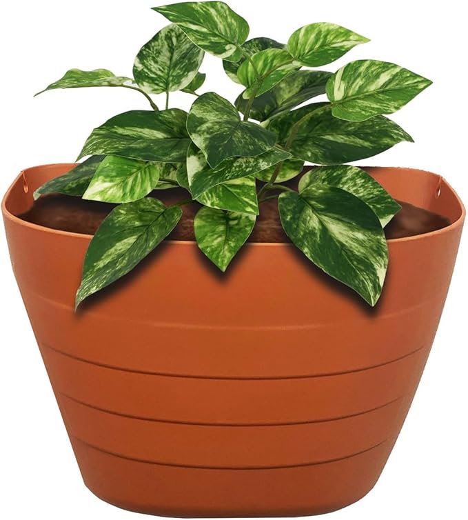 12 Inch Self-Watering Wall Planter for Indoor & Outdoor Use – Vertical Hanging Planter, BPA-Free, UV-Resistant – Perfect for Flowers, Herbs & Vegetables (Terracotta, with Plug)