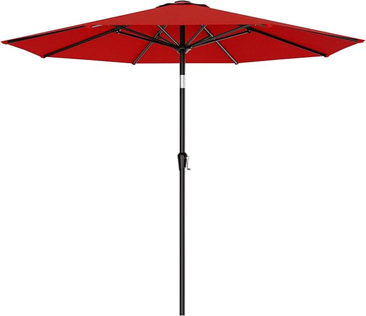 AreShark 9 FT Patio Umbrella for Outdoor, Outdoor Table Umbrella with Push Button Tilt and Crank, Outdoor Patio Umbrellas with 8 Sturdy Ribs for Market, Garden, Pool (Red)