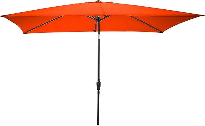 Rectangular Patio Umbrella - 10ft Easy Crank Sun Shade with Push Button Tilt for Outdoor Furniture, Deck, Yard, or Pool by Pure Garden