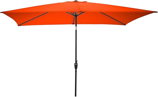 Rectangular Patio Umbrella - 10ft Easy Crank Sun Shade with Push Button Tilt for Outdoor Furniture, Deck, Yard, or Pool by Pure Garden