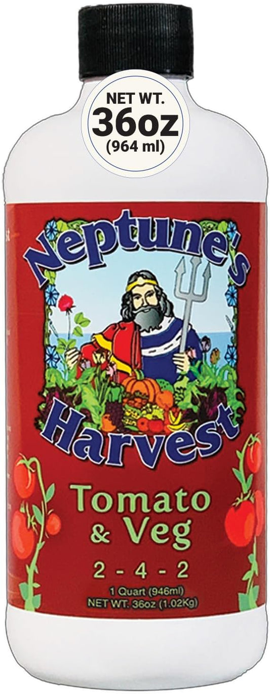 Neptune’s Harvest Organic Tomato & Vegetable Plant Fertilizer (2-4-2) - 36oz Bottle - Liquid Plant Food w/Fresh Fish, Seaweed, Molasses, Yucca Extract, & Humic Acids - for Vegetable Garden