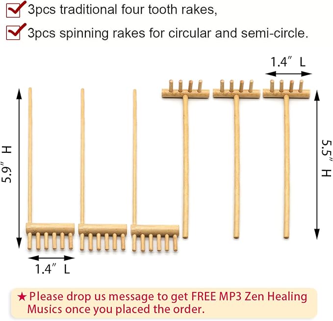 Mini Zen Garden Rake Tool - Japanese Tabletop Rock Sand Garden Tools Accessories Desktop Meditation Zen Decor Zen Gifts Office Relaxation Adult Toy Man Women Unique Stress Relief Birthday Gifts