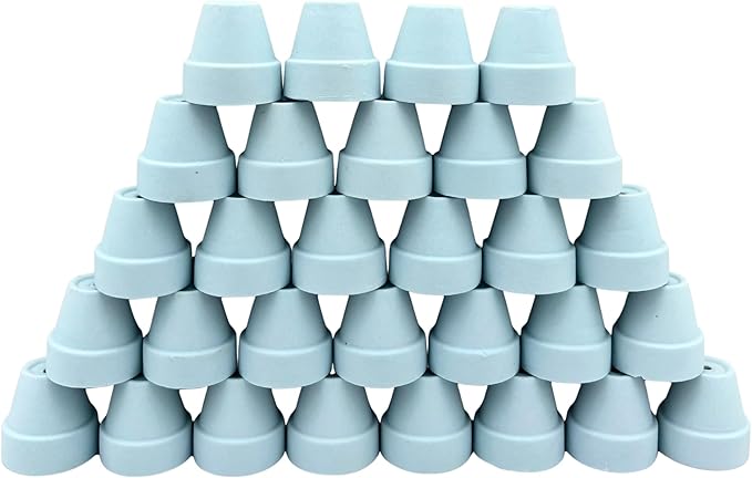 Mini Pastel Terracotta Pots for Micro Gardens – 30 Pack, 1.1” Tiny Breathable Clay Planters, Macaron Colors, for Moss, Fairy Gardens, Dollhouses, and Succulents (Blue, 1.1 Inch)