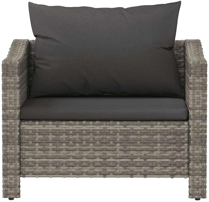 Garden Armchair Grey Poly Rattan Medium Lightweight Garden Seating Ensemble Outdoor Conversation Set Outdoor Patio Set for Deck Pond