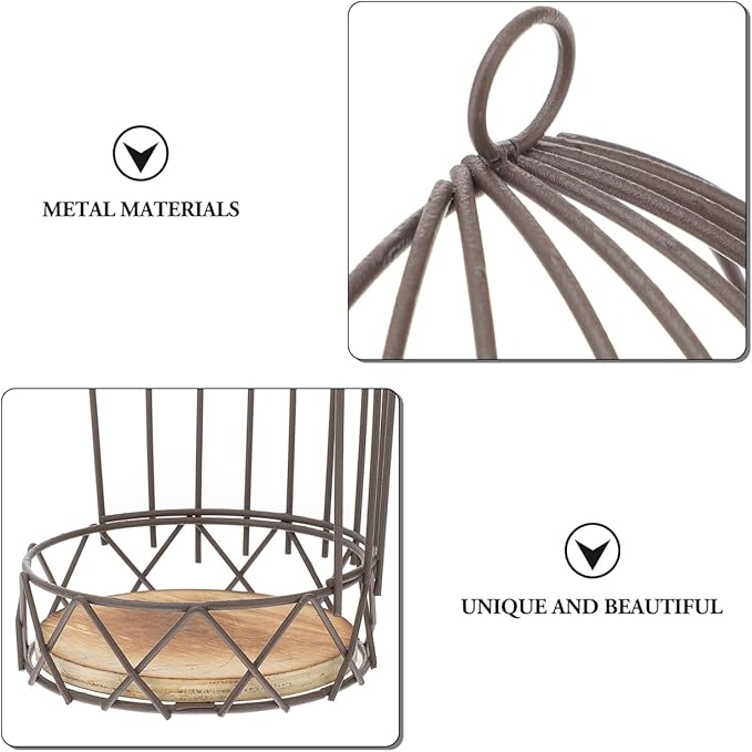 PRETYZOOM Decorative Birdcage Flower Stand Vintage Style Hanging Bird Cage Candle Holder Mini Succulent Planter for Home D Cor and Festival Table Centerpiece 4.7X4.7X9.4 Inches