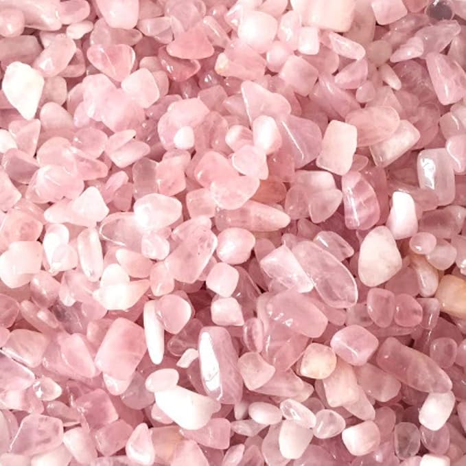 IMALY Rose Quartz Tumbled Chips Stone Polished Crushed Healing Crystal Quartz Pieces Irregular Shaped Stones for Home Decorative Stones Vases Plants Succulents 0.5lb