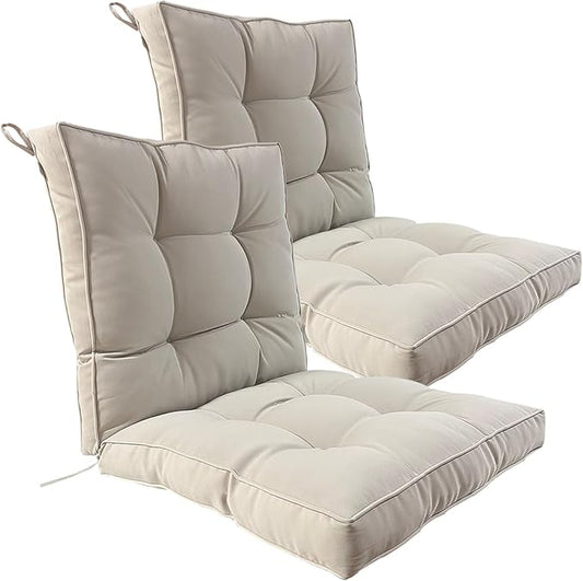 2 Piece Outdoor Patio Chair Cushions, Fade Resistant Outdoor Cushions for Patio Furniture, 6 inch Thickened Rocking Chair Cushions Set (Beige, 24x24x6 inch - 2 Pieces)