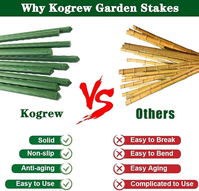 58 Inch Garden Stakes Sturdy Plant Sticks Support Tomato Stakes for Vegetable