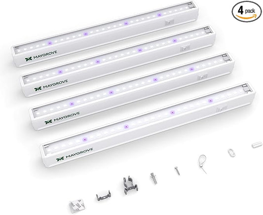 Grow Lights for Indoor Plants 1FT, Blue-Rich Full Spectrum 5000K Grow Light, 28W(4 x 7W), T5 LED Grow Light Strips for Succulents, High PPFD, Linkable, White, 4-Pack