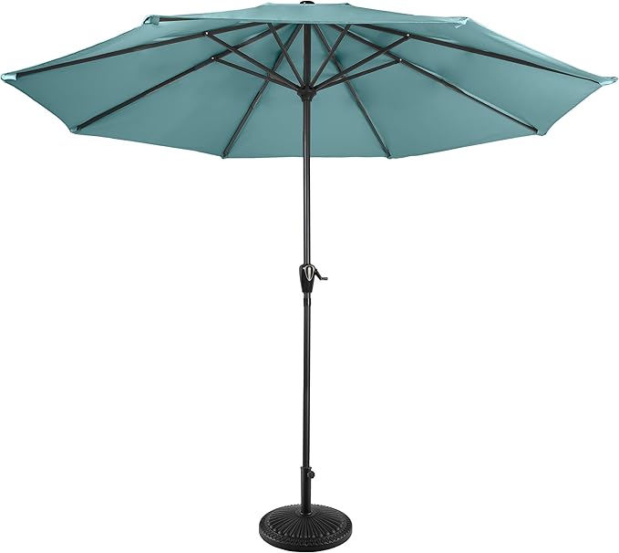 Pure Garden Patio Umbrella with Vented Canopy - 9FT Easy Crank Outdoor Umbrella for Shade - For Deck, Balcony, Backyard, or Pool (Dusty Green)