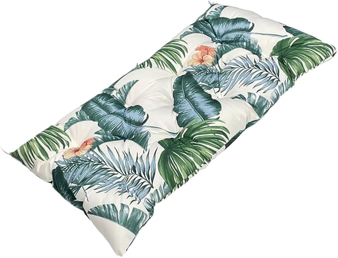 Outdoor Waterproof & Sun-Resistant Bench Cushion, 47.3"x19.7"x3.2" Tufted Patio Seat Pad with Non-Slip Ties,Long Chair Cushion for Garden,Porch,Swing,Indoor Furniture (Flower 2, 47.3×19.7×3.2)