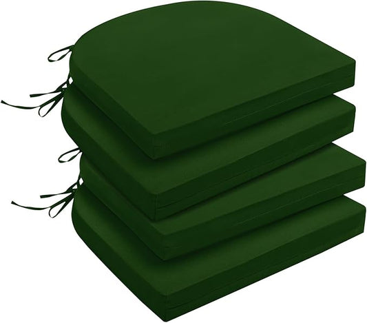 downluxe Outdoor Chair Cushions Set of 4 for Patio Furniture, Water-Resistant Patio Chair Cushions with Ties, High Density Foam Outdoor Seat Cushion, 17" X 16" X 2", Forest Green