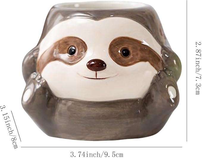 Ceramics Animals Succulent Planters Small Succulent Pots Cute Plant Pots Tabletop Decorations for Indoor Plants Home Office Garden Flower Pot Gifts for Plants Lover (Sloth)